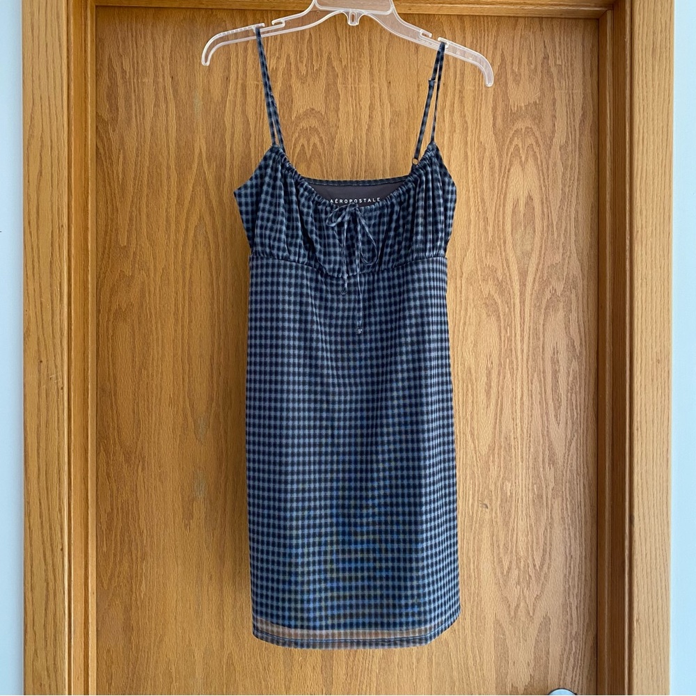 NWOT M Aeropostale black grey tie slip dress
